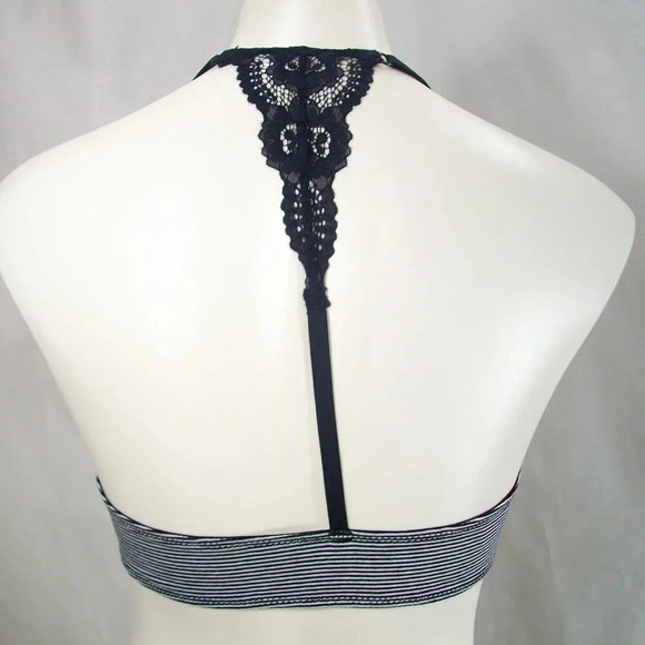 SMALL Xhilaration 95%‎ Cotton Lace T-Back Bralette Stripe NWT - Picture 4 of 5
